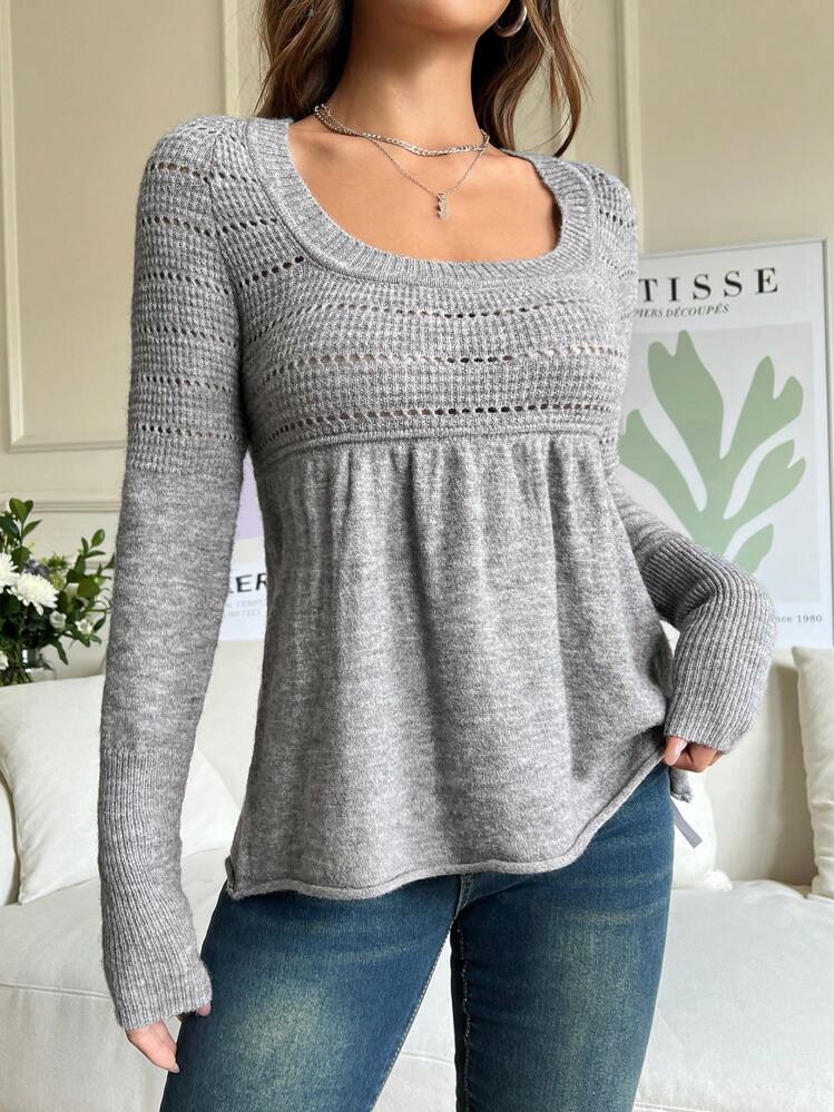 SHEIN EZwear Women's Oversized Round Neck Babydoll Sweater | SHEIN EUR
