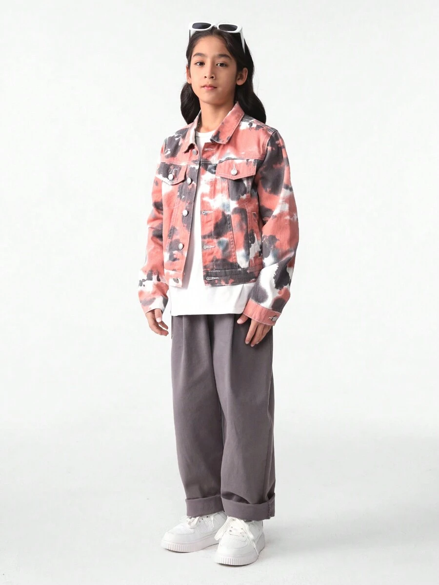 Tween Boys' Tie Dye Long Sleeve Denim Jacket