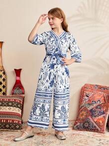 SHEIN Tween Girl Cute Paisley Pattern Jumpsuit - Multicolor - View 4