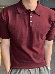 DAZY 男士纯色夏季针织短袖 Polo 衫，商务正装