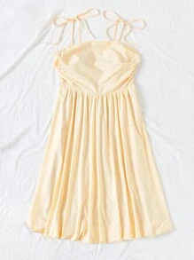 Soleia Mujer De Talla Grande Vestido De Tirantes De Espagueti De Color Sólido - Amarillo - Ver 5
