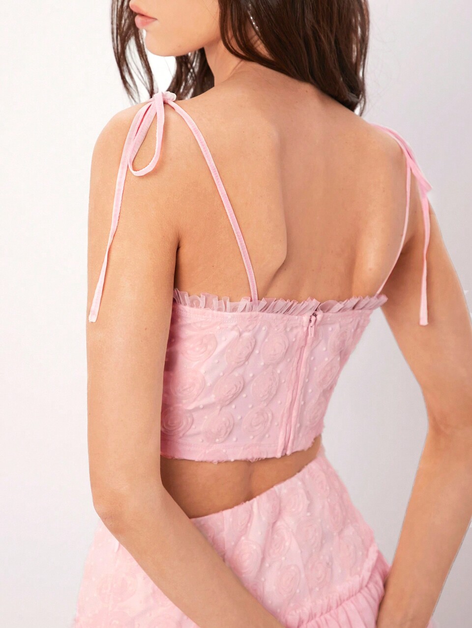 Women's Jacquard Frill Trimmed Camisole Tank Top