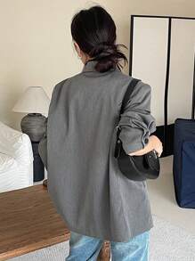 DAZY Women's Loose Fit Colorblock Lapel Blazer,Fall Women Clothes