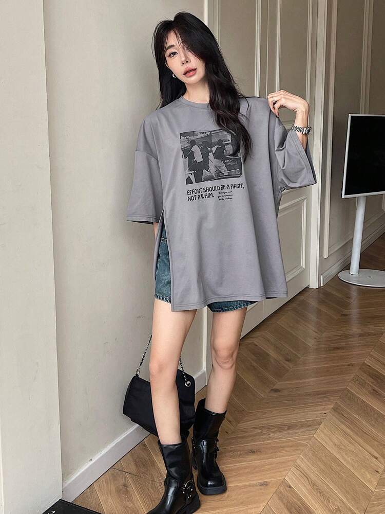 Women's Vintage Pattern Loose T-Shirt Summer Oversized T-Shirt,Graphic Tees