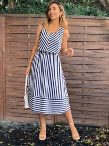 SHEIN LUNE Của phụ nữ Sọc Không tay Mùa hè Đầm - Nhiều màu - Xem 3