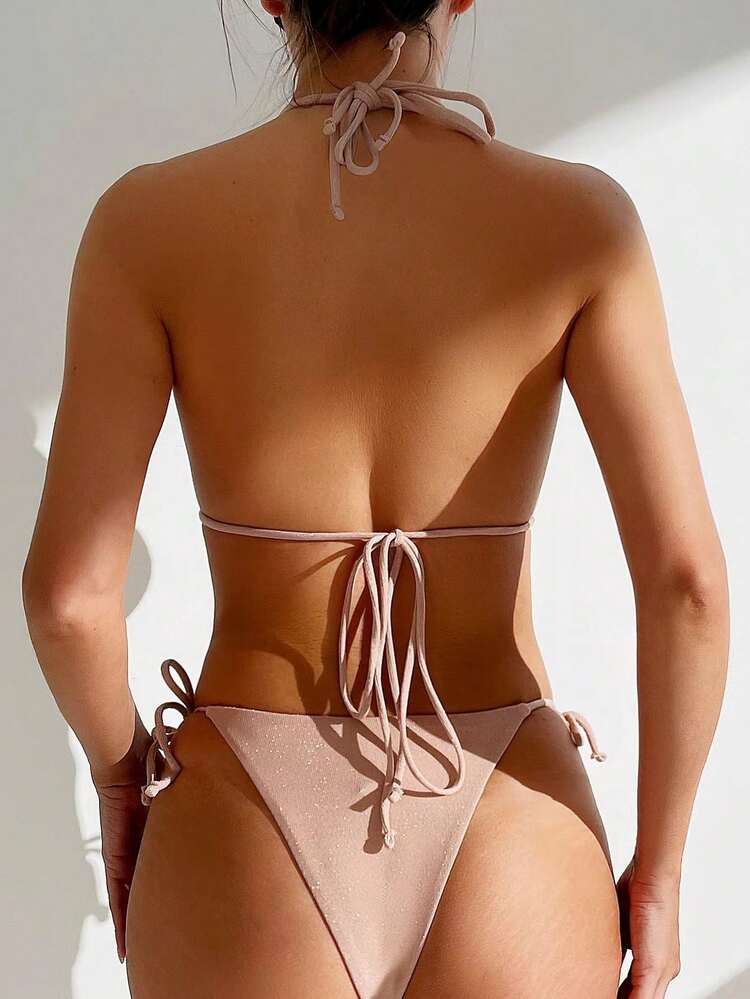 Women's Sexy Halter Neck Side Knot Bikini Set Two Pieces Bikini Set Summer Beach