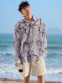 DAZY Camisa de verano para hombre de patrón completo y tamaño grande - Multicolor - Ver 7