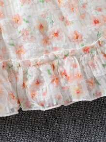 Đứa bé gái 3D Hoa Dệt hoa Cổ chữ V Với Thắt Lưng Váy chữ A - Nhiều màu - Xem 6