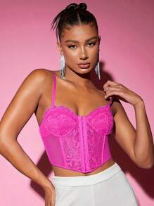 SHEIN BAE Áo nịt ngực Top Màu hồng Áo Mùa Xuân Hoa Mùa hè Áo hai dây Hoa Áo NỮ Áo ba lỗ - Màu Hồng Tươi - Xem 1