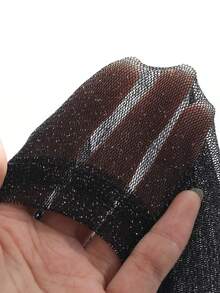 DAZY 1件女裝不對稱領透視長袖上衣 - 黑色 - 查看 7