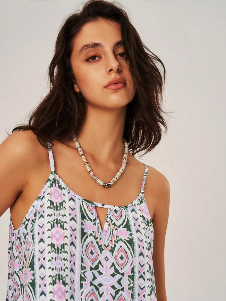 Women's Vacation Fringe Hem Cami Top And Shorts Set