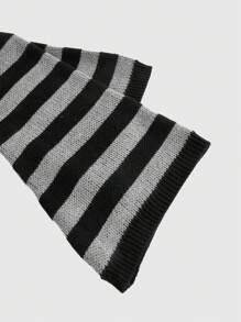 ROMWE Grunge Punk Women's Striped Off Shoulder Sweater, School - Multicolor - View 5