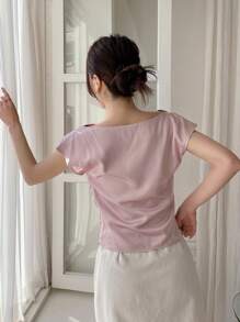 DAZY 女式圍巾領襯衫 - 粉色 - 查看 2