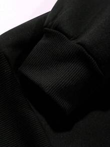 男士加大码标语印花卫衣 - 黑色 - 查看 4