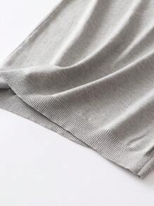 Chiquease Top Sin Mangas De Punto De Cuello Alto Y Color Sólido - Gris Claro - Ver 3