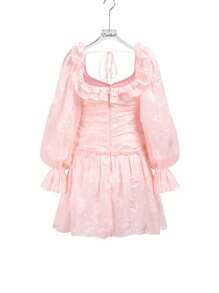 Enchnt Women's Patchwork Ruffle Hem Pleated Dress - Pink - View 8