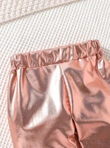 SHEIN Young Girl Zip Up Hooded Jacket & Pants & Heart Patched Tee - Pink - View 5