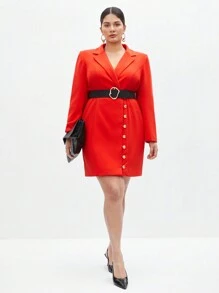 BizChic Vestido De Camisa Abotonado Y Envolvente De Talla Grande
