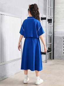 SHEIN Strickjacke und Cami Kleid Set mit dekorativen Rändern für Tween Mädchen