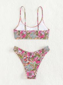 SHEIN Swim Bikini Badeanzug mit Blumendruck