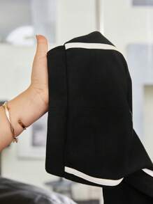 SHEIN Młoda dziewczyna Ciasny Codzienny W połowie talii Kolorowy blok Legginsy Z Tkany pasek