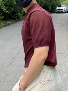 DAZY 男士纯色夏季针织短袖 Polo 衫，商务正装