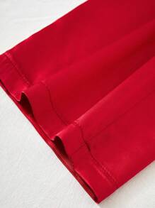 Conjunto De Pijama De 3 Piezas / Juego Con Camiseta De Tirantes De Encaje, Pantalones Cortos Y Pantalones De Satén, Con Botones Decorativos - Burdeos - Ver 5