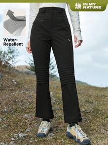 In My Nature Solid Color Flare Leg Outdoor Pants - Black - View 1