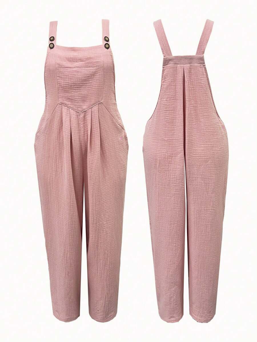 Flirla Của phụ nữ Kích thước lớn Áo liền quần Suspender - Hồng - Xem 1