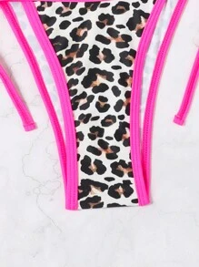 Swim SXY Buntes sommerbikini-set mit leopardenmuster, dreiecksförmigem cup und seitlicher bindedetails