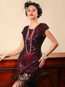 LVNES 1920 年代复古亮片下摆流苏连衣裙返校节派对礼服 - 彩色 - 查看 8