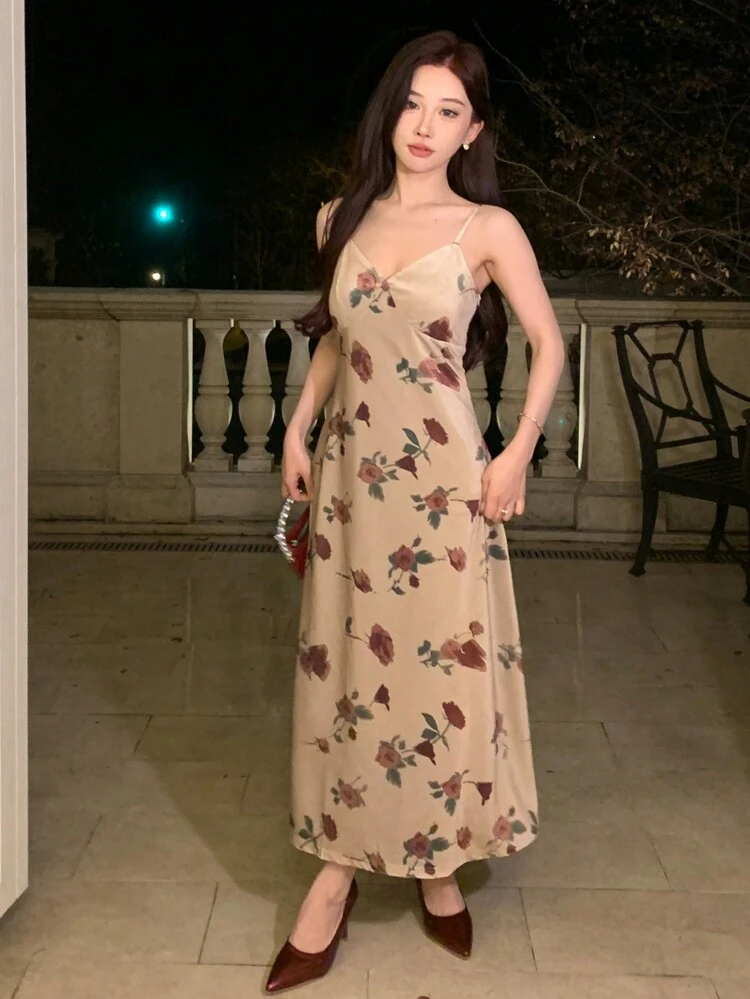 Women'S Floral Print Slip Dress Sundress Vacation Outfits Women Easter Boho