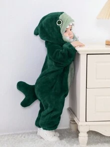 SHEIN Pluszowa piżama z zamkiem dla niemowląt i małych dzieci w stylu rekina, jesień/zima - Wielokolorowe - Zobacz 8