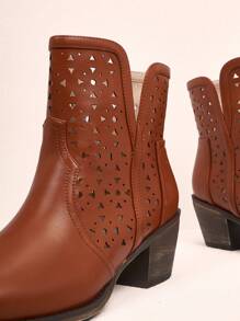 Styleloop Women'S Retro Cut-Out Design Breathable And Comfortable Ankle Boots