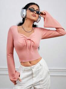 SHEIN Sport Gameset Sports Long Sleeve T-Shirt With Drawstring Front