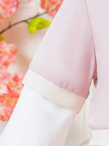 Baby Girl Spring/Summer Pink Hanfu Style Two-Piece Set, Suitable For Daily Wear, Casual Occasions And Festivals - Multicolor - View 7