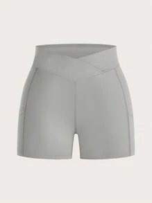 SHEIN EZwear Women's Knitted Cross Elastic High Waistband Short Leggings Booty Shorts - Multicolor - View 6