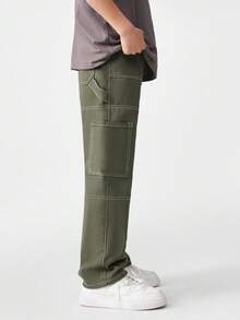 男孩工人風格牛仔褲 - 軍綠色 - 查看 5