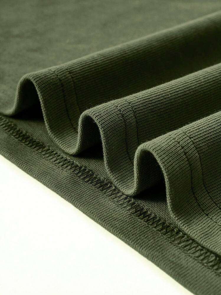 Men's Casual Minimalist 5-Pointed Star Print Round Neck T-Shirt - Army Green - View 4