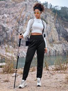 In My Nature Women's Fitted Outdoor Pants With Pockets - Black - View 4
