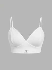 Coolane Áo crop cami in chữ màu trơn đơn giản tối giản cỡ lớn cho mùa hè - trắng - Xem 1