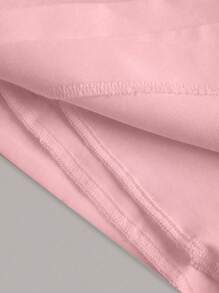 SHEIN EZwear 單色不對稱下擺裙 - 粉色 - 查看 4