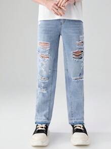 Teen Boy's Distressed Jeans With Pockets