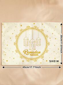 SHEIN 1pc Lantern & Pentagram Pattern Printed Placemat, Suitable For Festival Home Kitchen Dining Room Table Decorations, All Seasons Use Placemat - Multicolor - View 2