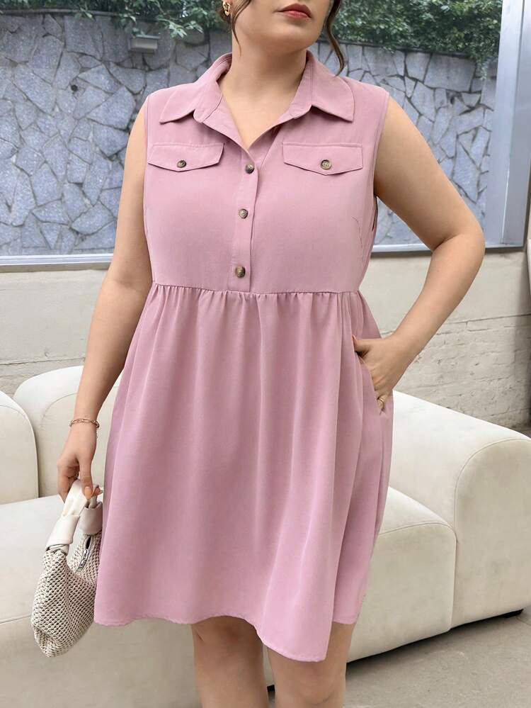 Women's Plus Size Summer Casual Vacation Pink Buttoned Pastel Dress,Summer Women Clothes,Casual Women Dresses,Button Down Dress,Spring Dress