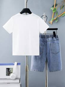 Tween Boy Headphone Print Short Sleeve T-Shirt And Shorts Set