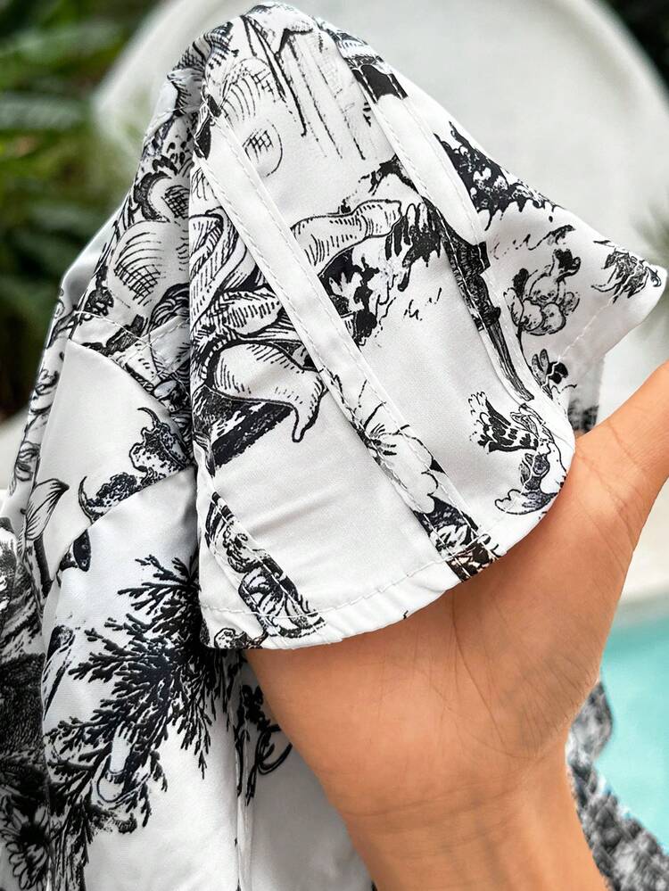 Women's Asymmetrical Hem Printed Spaghetti Strap Tank Top