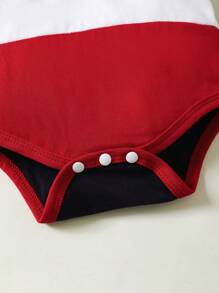 SHEIN Baby Boys' Colorblocked Polo Collar Short Sleeve Bodysuit And Shorts Set - Multicolor - View 7