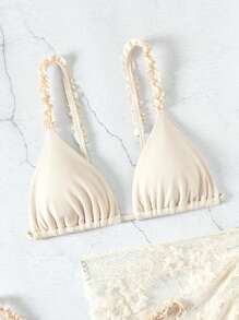Swim Mod Conjunto de bikini de mujer con encaje bordado y tirantes de espagueti, conjunto de bikini, traje de baño de playa, traje de baño para festival de música de verano, playa de verano