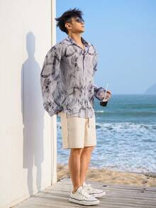 DAZY Camisa de verano para hombre de patrón completo y tamaño grande - Multicolor - Ver 4